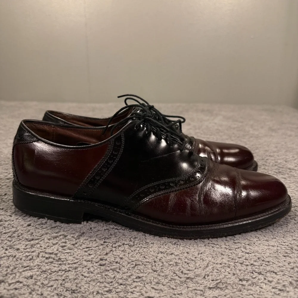Allen Edmonds Polo Shoes Mens Size 9 Narrow Black Burgundy Spectator‎ Oxford USA